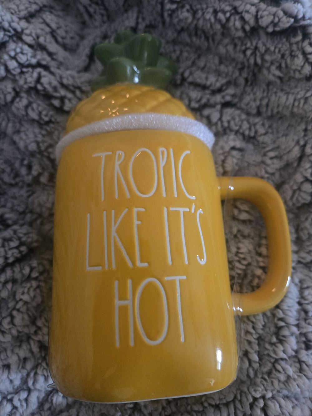 Rae Dunn Yellow Pineapple-Top Ceramic Mug